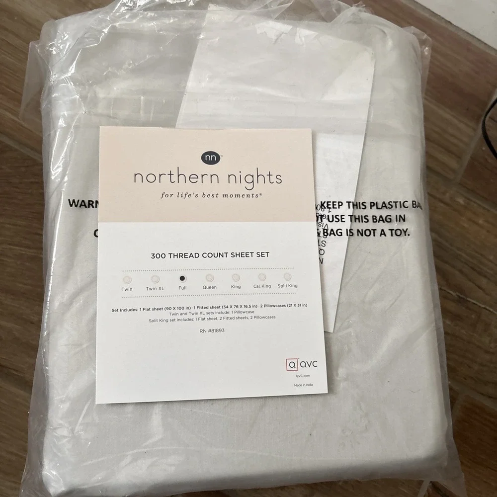 Northern Nights 300 Thread Count  Sheet Set Full Tri Blend Cool Grey New